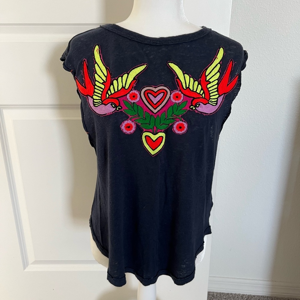 EUC Free People Love Birds Embroidered Top Small - Picture 5 of 11